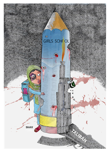 Cartoon: Taliban did not reopen girls sch (medium) by Shahid Atiq tagged afghanistan