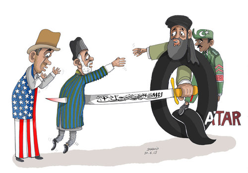 Cartoon: Taliban in Qatar (medium) by Shahid Atiq tagged 0168