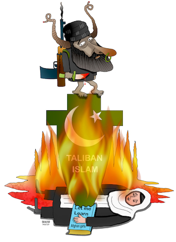 Cartoon: Taliban made AFG hell! (medium) by Shahid Atiq tagged afghanistan