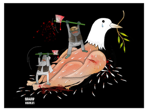 Cartoon: Taliban peace ! (medium) by Shahid Atiq tagged afghanistan