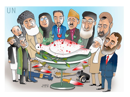 Cartoon: Taliban peace talk ? (medium) by Shahid Atiq tagged afghanistan
