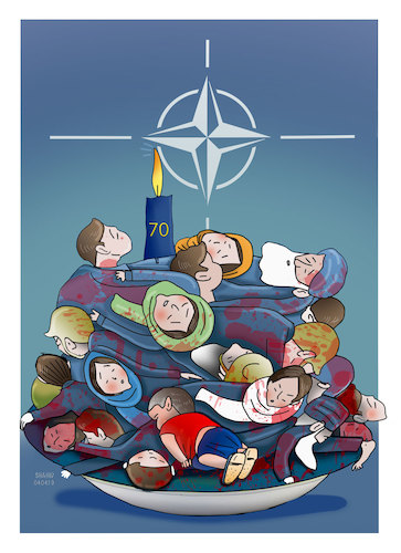 Cartoon: The 70th Anniversary of NATO ! (medium) by Shahid Atiq tagged afghanistan
