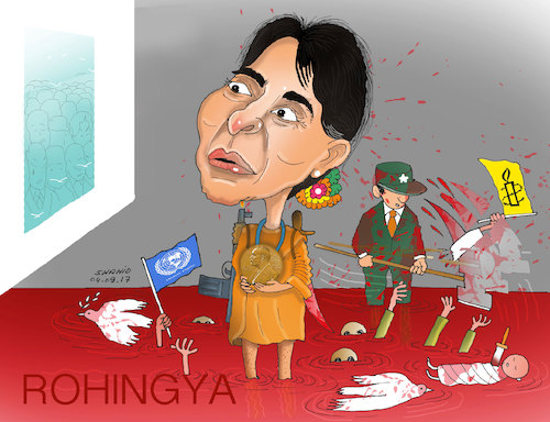 Cartoon: The Muslim world stands behind R (medium) by Shahid Atiq tagged afghanistan,balkh,helmand,kabul,london,nangarhar,attack