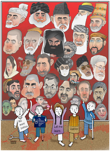 Cartoon: The Voice of protest! (medium) by Shahid Atiq tagged afghanistan