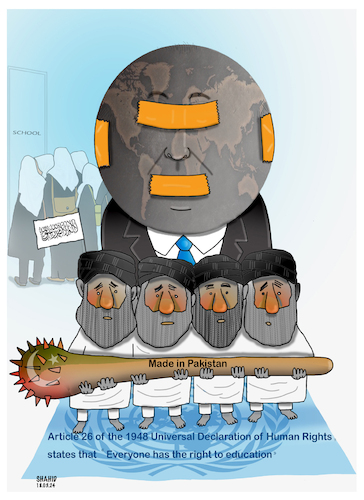 Cartoon: The world is silent ! (medium) by Shahid Atiq tagged afghanistan