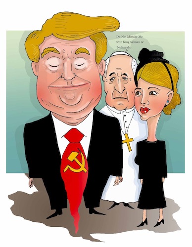 Cartoon: Trump-Pope ! (medium) by Shahid Atiq tagged afghanistan,is,not,save