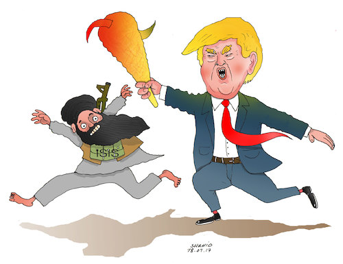 Cartoon: Trump will follow extremism! (medium) by Shahid Atiq tagged trump,afghanistan,safi,shahid,bahar,ieba,rayian,musa,kart,crni