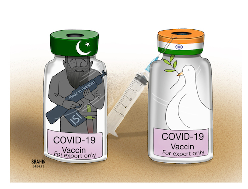 Cartoon: Two types of corona vaccine ! (medium) by Shahid Atiq tagged afghanistan