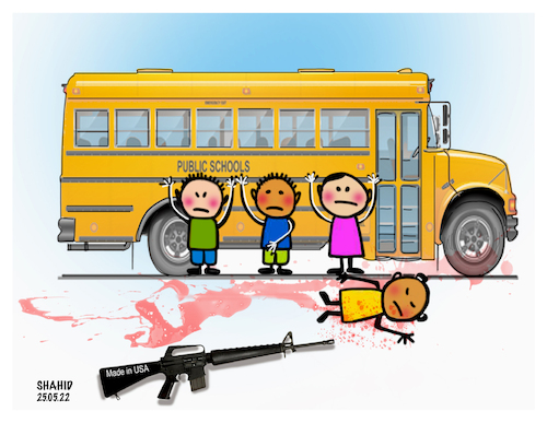 Cartoon: US school kids! (medium) by Shahid Atiq tagged usa