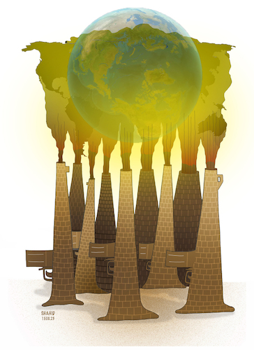 Cartoon: Weapons industry and climate! (medium) by Shahid Atiq tagged world
