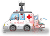Cartoon: Attacking an ambulance ! (small) by Shahid Atiq tagged palestine