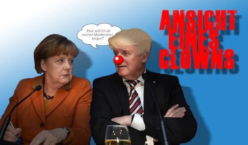 Cartoon: Ansichten eines Clöwns (medium) by heschmand tagged seehofer,csu,cdu,merkel,trumpverschnitt,bayer,masterplan