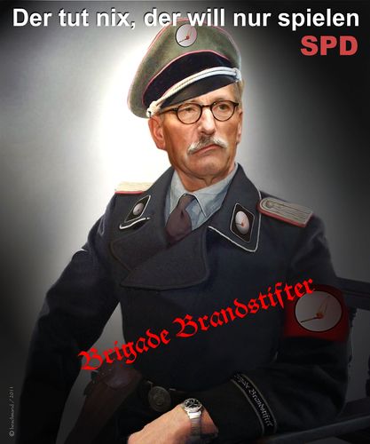 Cartoon: Brigade Brandstifter (medium) by heschmand tagged politik,brandstifter,spd,sarrazin