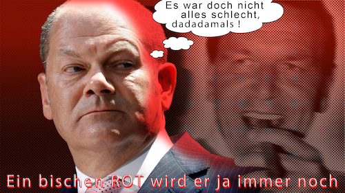 Cartoon: Der Kanzler kommt  och (medium) by heschmand tagged spd,bundestagswahl,kanzler,harz4,scholz,schröder