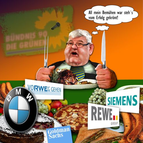 Cartoon: Ein modernes Sittengemälde (medium) by heschmand tagged parteien,politik,moral,grünen,die,fischer,joschka