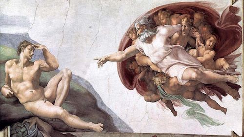 Cartoon: von wegen (medium) by heschmand tagged michelangelo,sixtinische,kapelle,gott,schöpfungsgeschichte