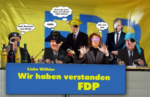 Cartoon: wir haben verstanden (medium) by heschmand tagged piraten,liberale,politik,fdp