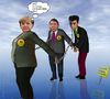 Cartoon: Merkel und ihre Rinder (small) by heschmand tagged merkel,gabriel,özdemir,cdu,spd,grüne,fiskalpakt,demokratie,europa,euro,bundesregierung,glatteis