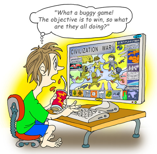 Cartoon: a buggy game (medium) by gonopolsky tagged war,peace