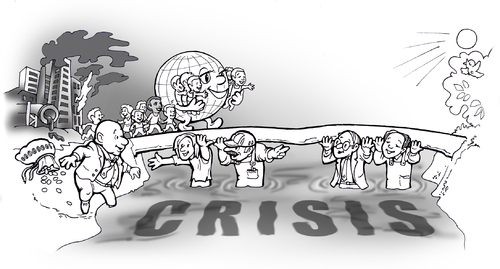 Cartoon: bridge (medium) by gonopolsky tagged crisis,future,children