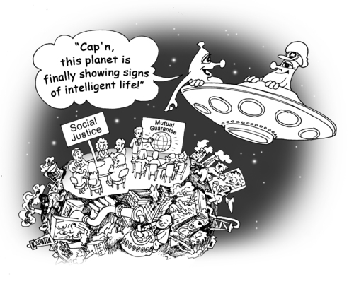 Cartoon: the intelligent life (medium) by gonopolsky tagged earth,crisis,ecology,mutual,guarantee