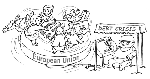 Cartoon: they hold on to the money (medium) by gonopolsky tagged europe,crisis,euro