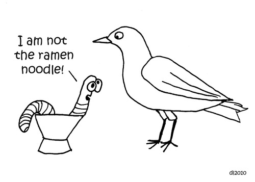 Cartoon: Gross But Cute (medium) by Deborah Leigh tagged grossbutcute,deborahleigh,bird,worm,ramen