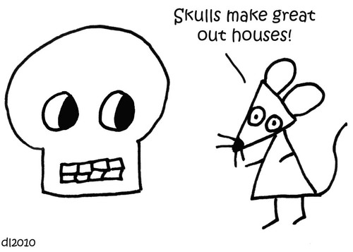 Cartoon: Gross But Cute (medium) by Deborah Leigh tagged grossbutcute,skull,rat,outhouse,doodle,bw