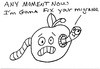 Cartoon: Gross But Cute-Number Eight (small) by Deborah Leigh tagged grossbutcute,worm,apple,migraine,bw,drawing