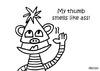 Cartoon: Gross But Cute (small) by Deborah Leigh tagged grossbutcute,monkey,cute,smells,ass,butt,doodle,bw,deborahleigh