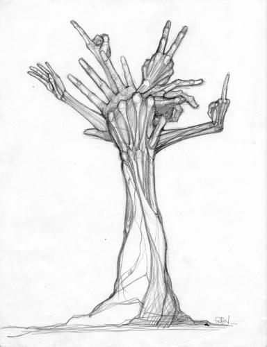 Cartoon: tree hands (medium) by gianlucasanvido tagged tree,hands,