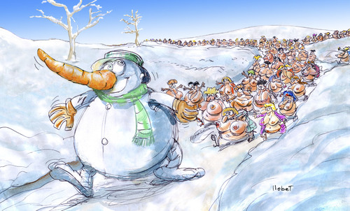 Cartoon: Love Snowman (medium) by llobet tagged girls,snowman