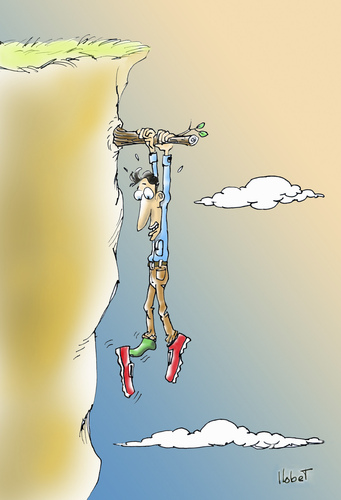 Cartoon: Shoes to the edge (medium) by llobet tagged edge,shoes,precipice