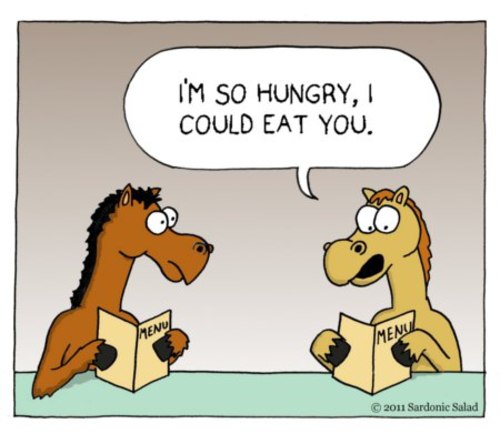 Cartoon: ...could eat a horse! (medium) by sardonic salad tagged horse,cartoon,comic,eating,sardonic,salad