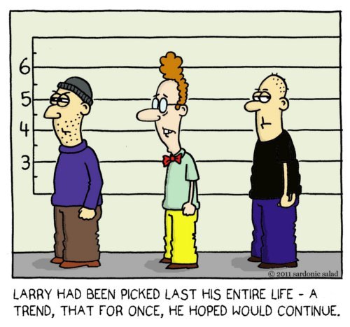 Cartoon: line up (medium) by sardonic salad tagged loser,criminal,up,line,police,salad,sardonic,comic,cartoon
