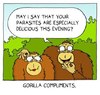 Cartoon: Compliments (small) by sardonic salad tagged gorilla,parasite,cartoon,comic,compliment,sardonic,salad