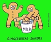 Cartoon: gingerbread bullies color versio (small) by sardonic salad tagged cookies,milk,jerks,bully