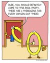 Cartoon: h2o (small) by sardonic salad tagged oxygen,hydrogen,h2o,comic,cartoon,pool,party