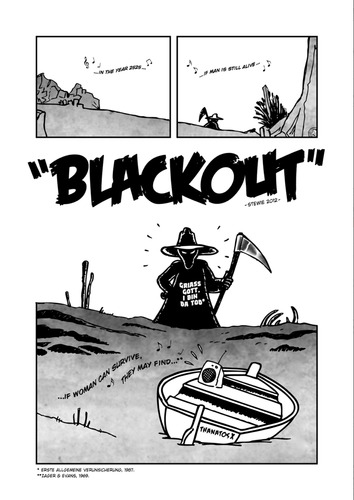 Cartoon: Blackout (medium) by stewie tagged boot,boat,sea,meer,tod,death,ship,schiff,darkness,dunkelheit,end,ende