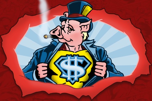 Cartoon: Money Man (medium) by stewie tagged money,man,super,hero,pig