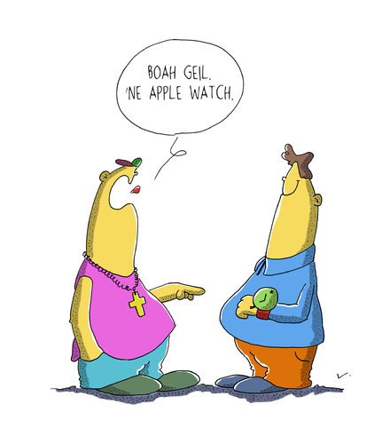 Cartoon: Apple watch (medium) by SCHÖN BLÖD tagged thomas,luft,cartoon,lustig,apple,watch,apfel,technik,uhr,armbanduhr,zeit,thomas,luft,cartoon,lustig,apple,watch,apfel,technik,uhr,armbanduhr,zeit