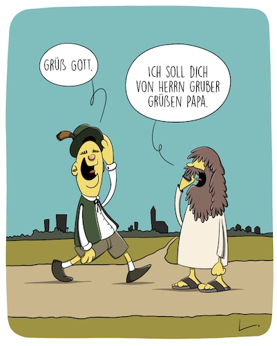 Cartoon: Grüße (medium) by SCHÖN BLÖD tagged gott,jesus,glaube,vater,grüße,handy,gott,jesus,glaube,vater,grüße,handy