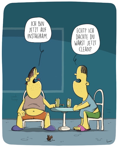 Cartoon: Instagram (medium) by SCHÖN BLÖD tagged thomas,luft,cartoonalarm,instagram,clean,drogen,abhängig,social,media,thomas,luft,cartoonalarm,instagram,clean,drogen,abhängig,social,media