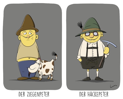 Cartoon: Peter (medium) by SCHÖN BLÖD tagged ziegenpeter,hackepeter,peter,hacke,ziegen,heidi,unterschied,ziegenpeter,hackepeter,peter,hacke,ziegen,heidi,unterschied