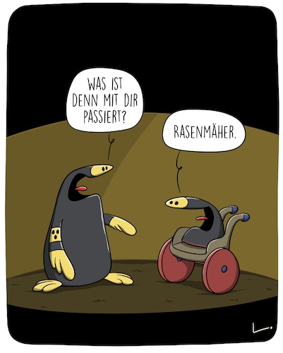 Cartoon: Rasenmäher (medium) by SCHÖN BLÖD tagged thomas,luft,cartoonalarm,cartoon,rasenmäher,maulwurf,rollstuhl,unfall,tiere,höhle,thomas,luft,cartoonalarm,cartoon,rasenmäher,maulwurf,rollstuhl,unfall,tiere,höhle