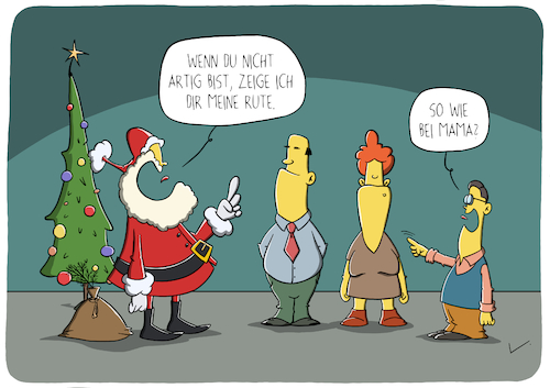 Cartoon: Rute (medium) by SCHÖN BLÖD tagged thomas,luft,cartoon,lustig,rute,weihnachten,weihnachtsmann,bescherung,weihnachtsbaum,kind,eltern,mutti,heiligabend,thomas,luft,cartoon,lustig,rute,weihnachten,weihnachtsmann,bescherung,weihnachtsbaum,kind,eltern,mutti,heiligabend