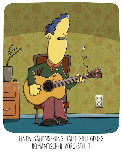 Cartoon: Seitensprung (medium) by SCHÖN BLÖD tagged thomas,luft,cartoon,gitarre,musik,musiker,gitarrist,seitensprung,saite,hausmusik,romatik,thomas,luft,cartoon,gitarre,musik,musiker,gitarrist,seitensprung,saite,hausmusik,romatik