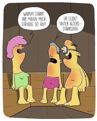 Cartoon: Starrsinn (medium) by SCHÖN BLÖD tagged thomas,luft,cartoonalarm,sauna,starsinn,alter,opa,thomas,luft,cartoonalarm,sauna,starsinn,alter,opa