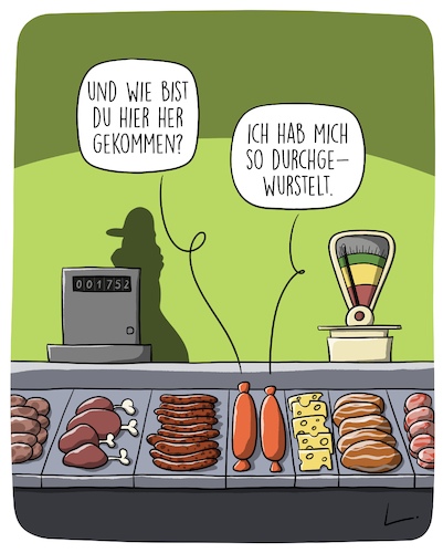 Cartoon: Wurst (medium) by SCHÖN BLÖD tagged thomas,luft,cartoon,wurst,fleisch,käse,waage,kasse,theke,verkauf,lebensmittel,thomas,luft,cartoon,wurst,fleisch,käse,waage,kasse,theke,verkauf,lebensmittel