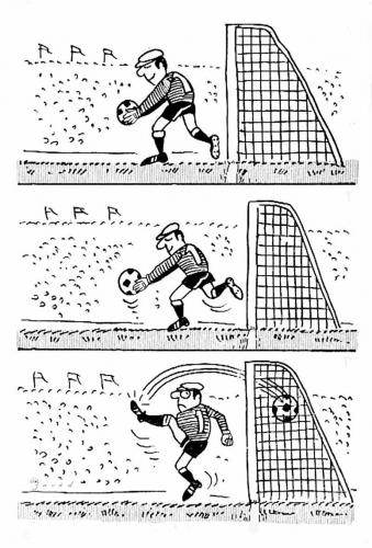 Cartoon: awkward goalkeeper (medium) by javad alizadeh tagged reverse,goalkeeper,football,self,goal